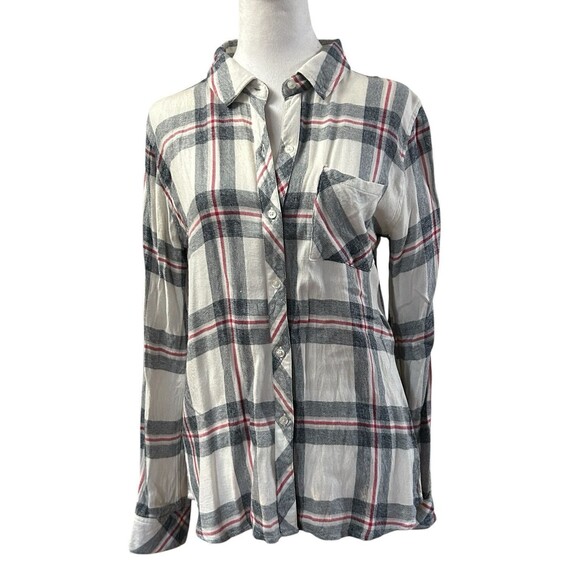 Rails Woman's Gray Plaid Flannel Button Down Shirt‎ Sz Small - Picture 1 of 7